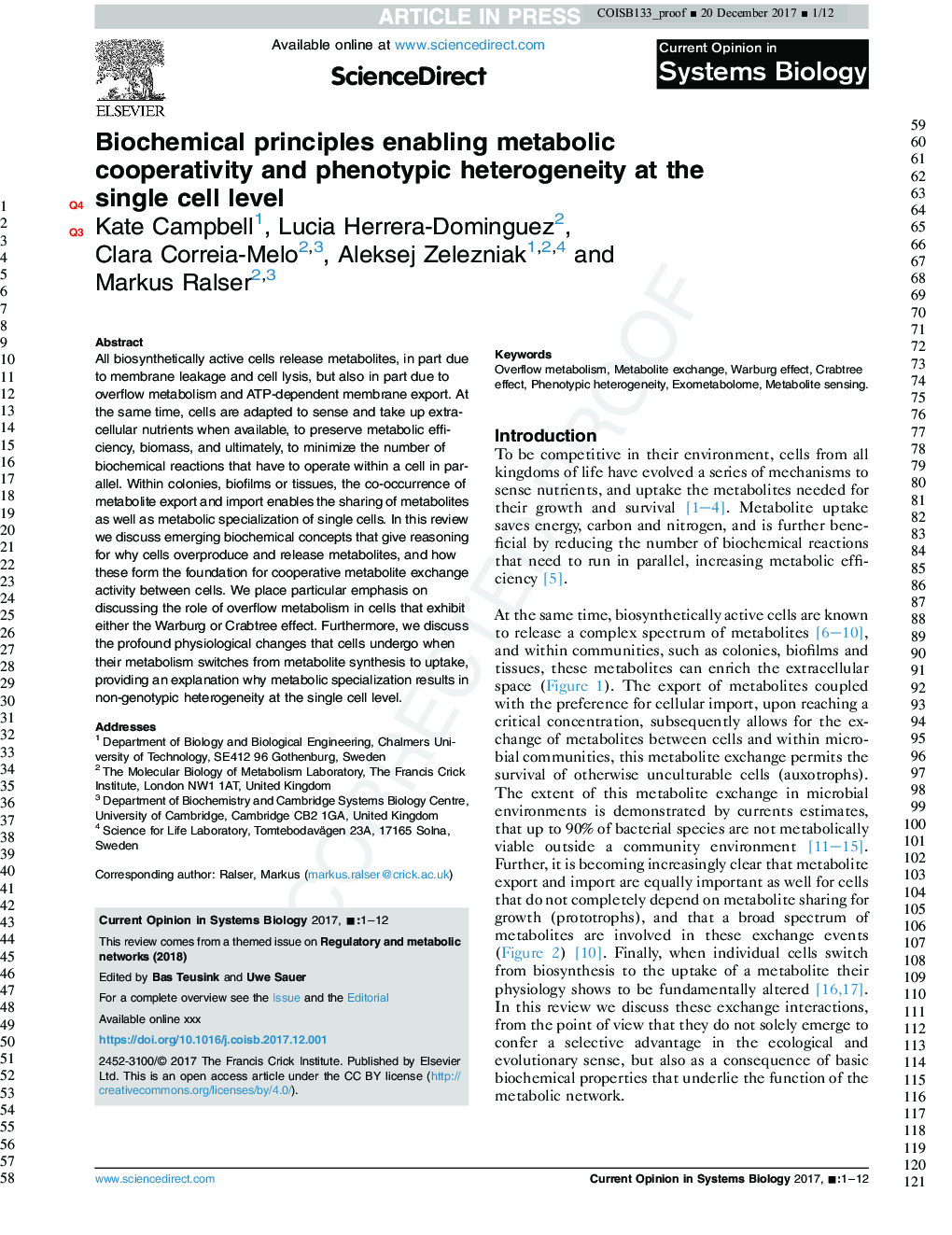 Biochemical principles enabling metabolic cooperativity and phenotypic heterogeneity at the single cell level