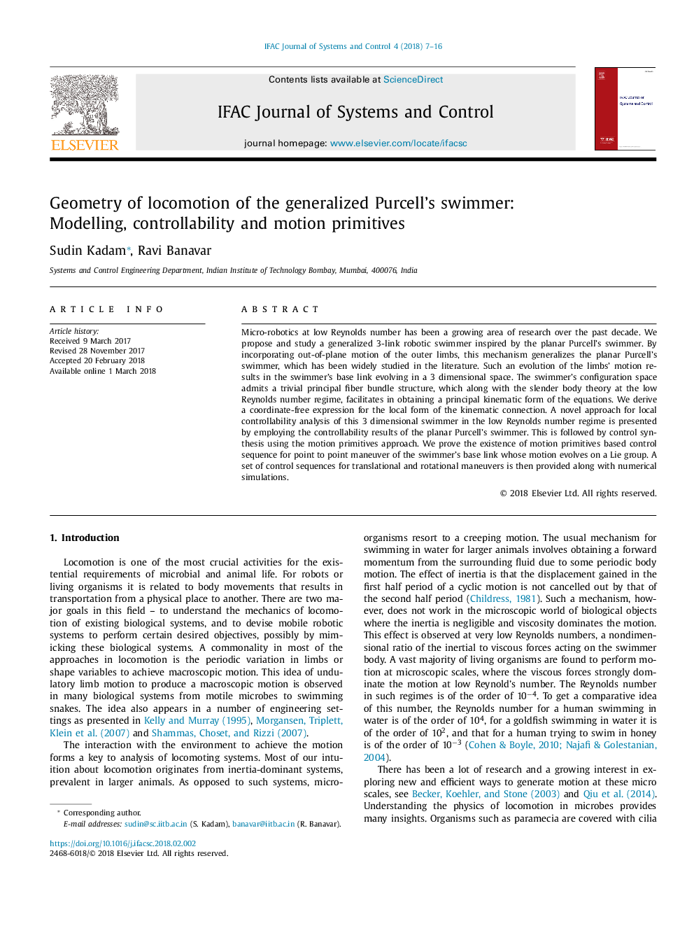 Geometry of locomotion of the generalized Purcell's swimmer: Modelling, controllability and motion primitives