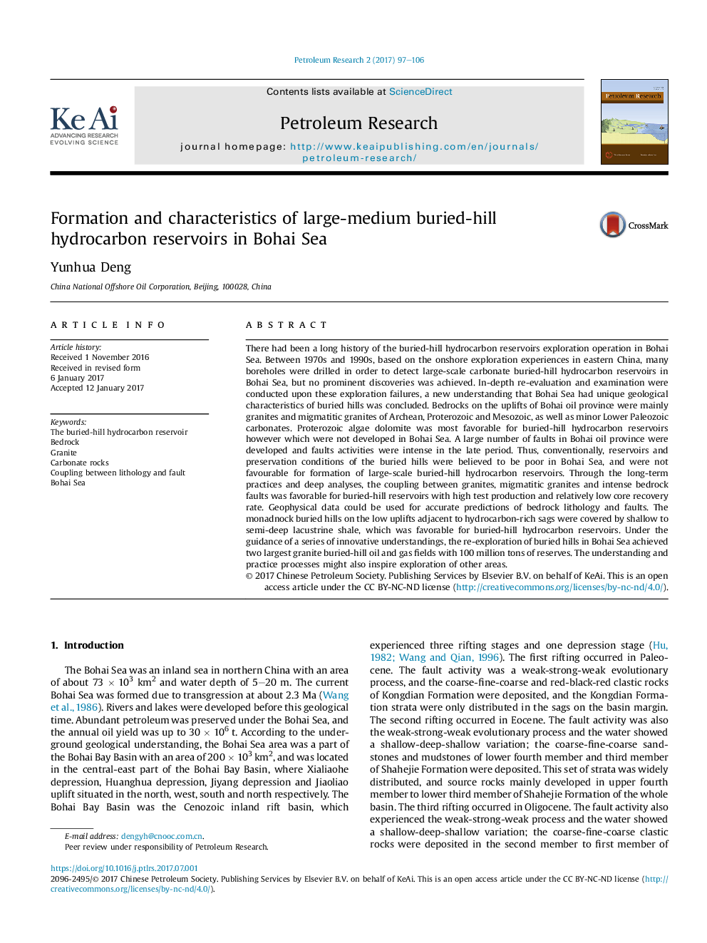 Formation and characteristics of large-medium buried-hill hydrocarbon reservoirs in Bohai Sea