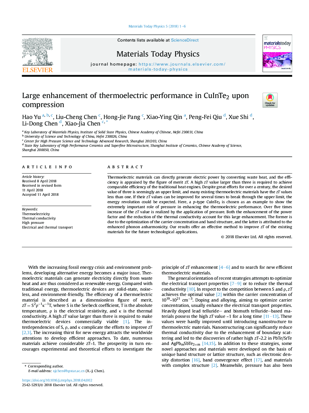 Large enhancement of thermoelectric performance in CuInTe2 upon compression