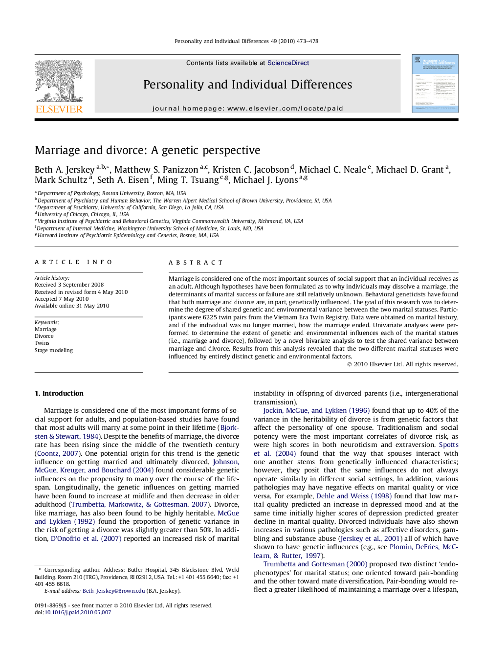 Marriage and divorce: A genetic perspective