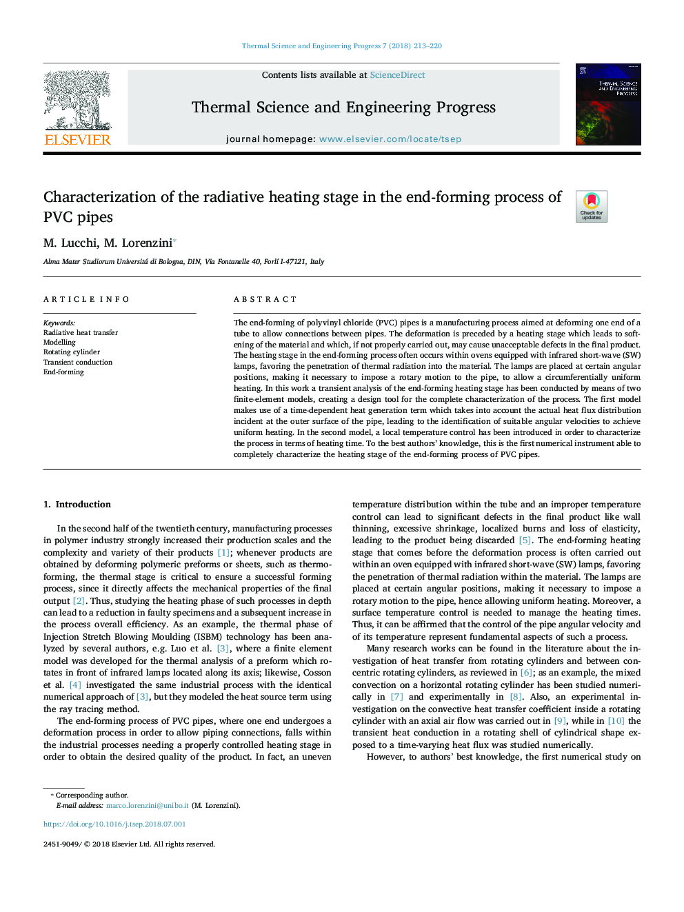 Characterization of the radiative heating stage in the end-forming process of PVC pipes