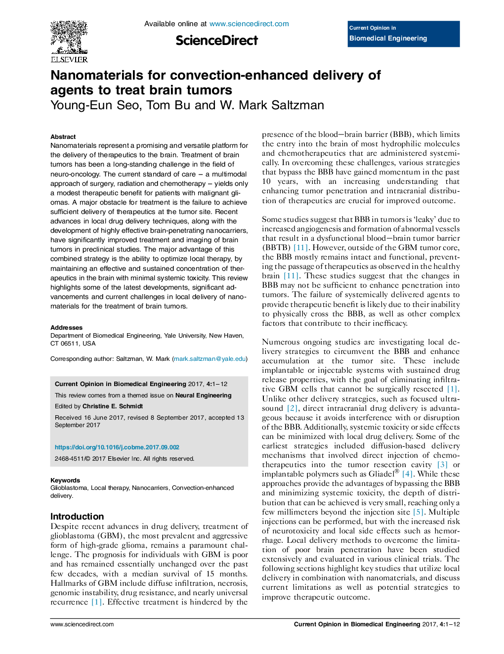 Nanomaterials for convection-enhanced delivery of agents to treat brain tumors