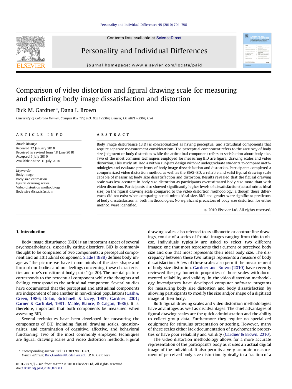 Comparison of video distortion and figural drawing scale for measuring and predicting body image dissatisfaction and distortion