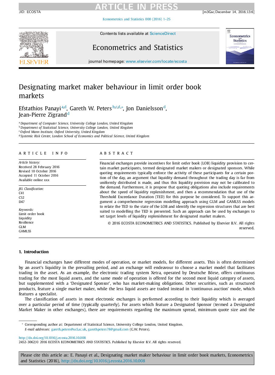 Designating market maker behaviour in limit order book markets