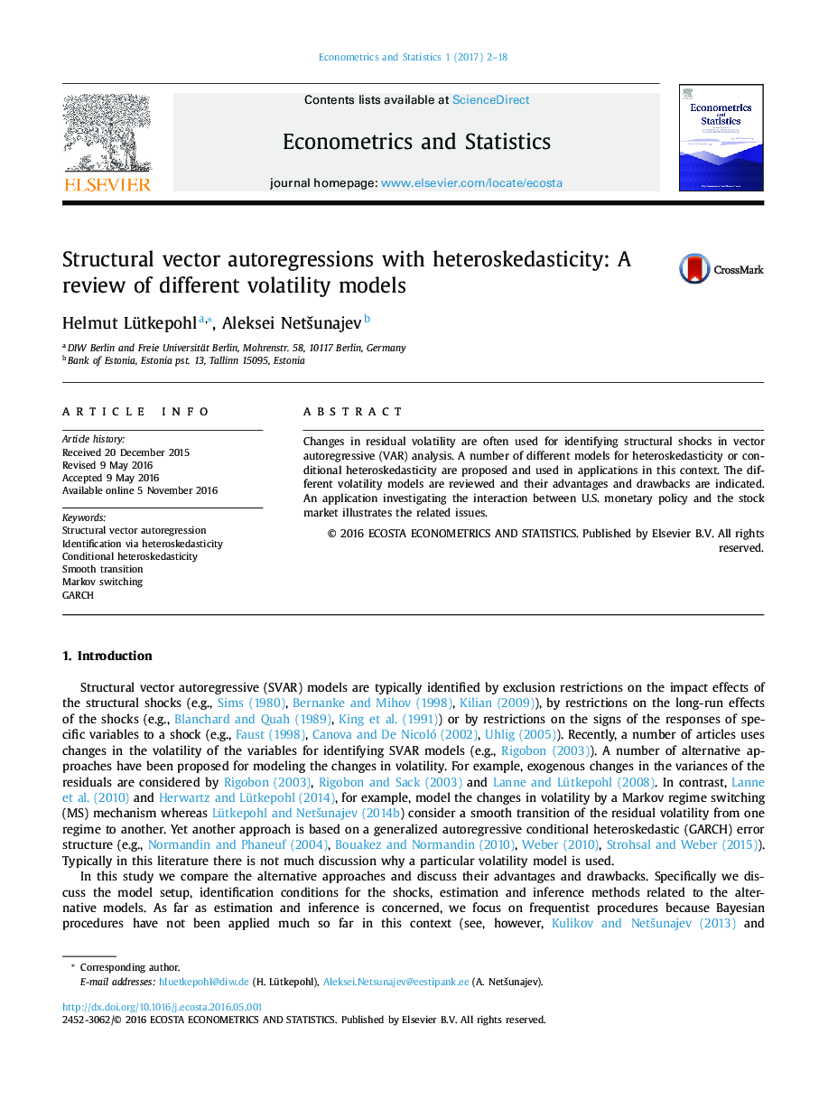 Structural vector autoregressions with heteroskedasticity: A review of different volatility models