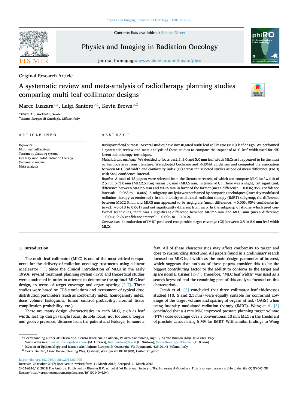 A systematic review and meta-analysis of radiotherapy planning studies comparing multi leaf collimator designs