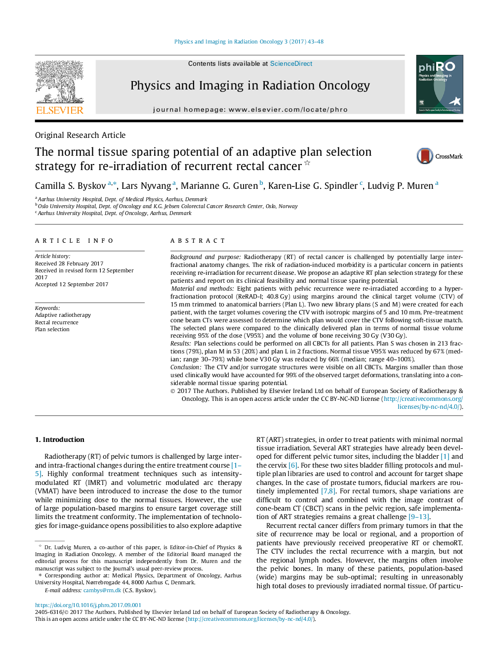 The normal tissue sparing potential of an adaptive plan selection strategy for re-irradiation of recurrent rectal cancer