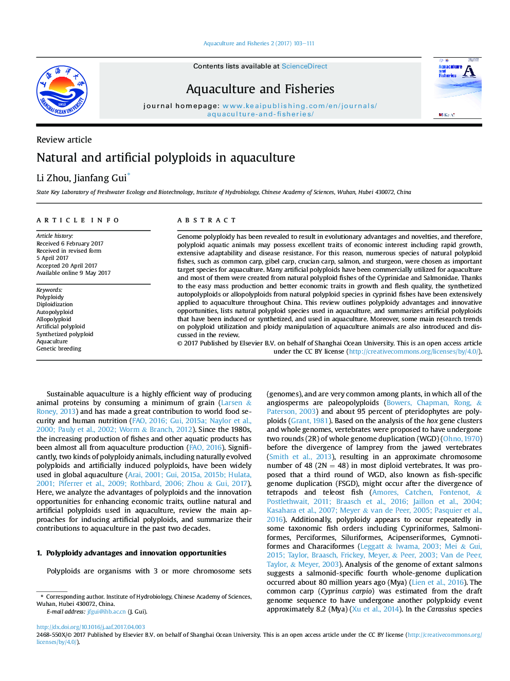 Natural and artificial polyploids in aquaculture