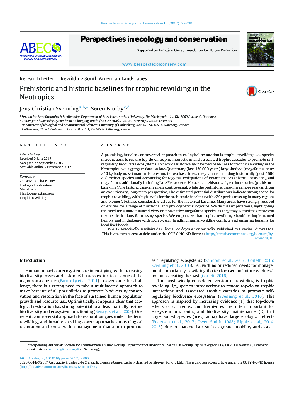 Prehistoric and historic baselines for trophic rewilding in the Neotropics