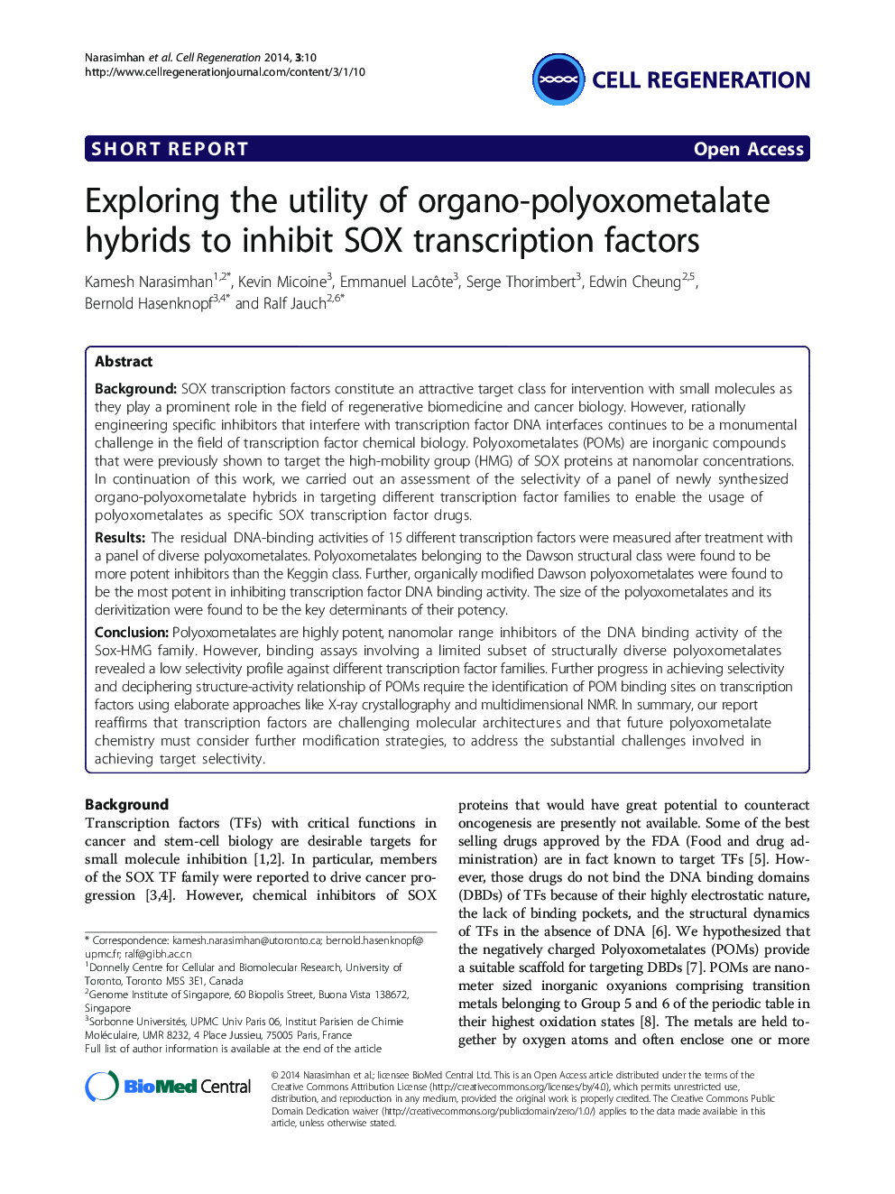 Exploring the utility of organo-polyoxometalate hybrids to inhibit SOX transcription factors