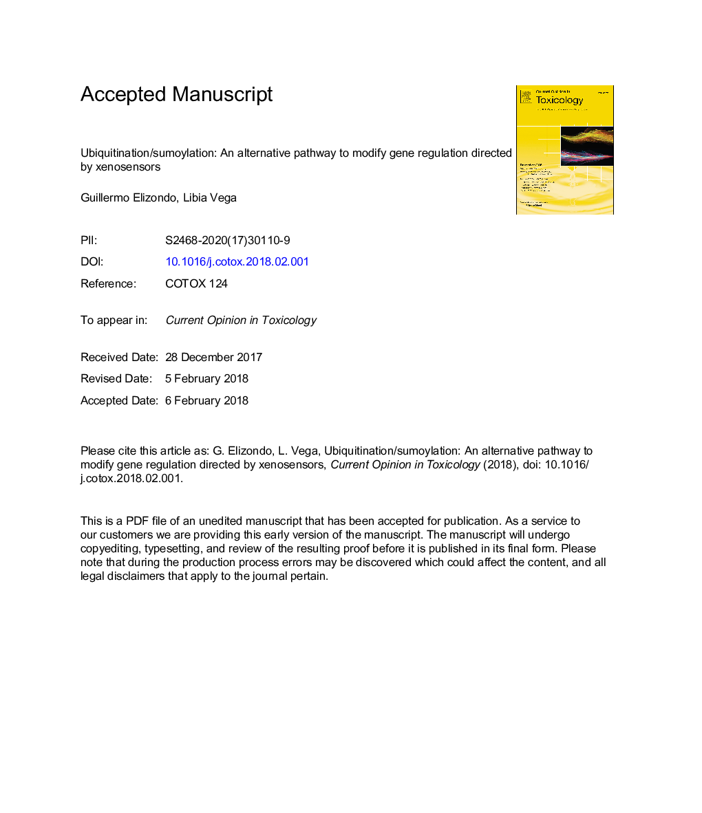 Ubiquitination/sumoylation: An alternative pathway to modify gene regulation directed by xenosensors