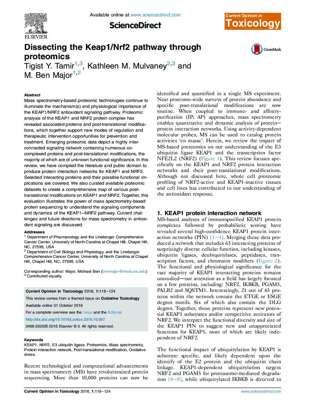 Dissecting the Keap1/Nrf2 pathway through proteomics