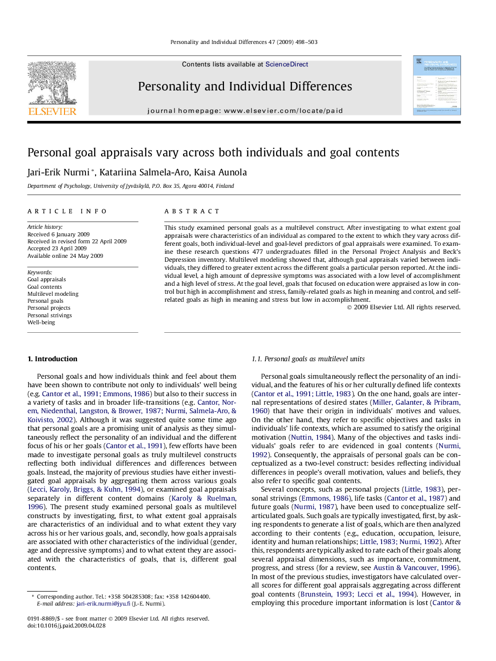 Personal goal appraisals vary across both individuals and goal contents