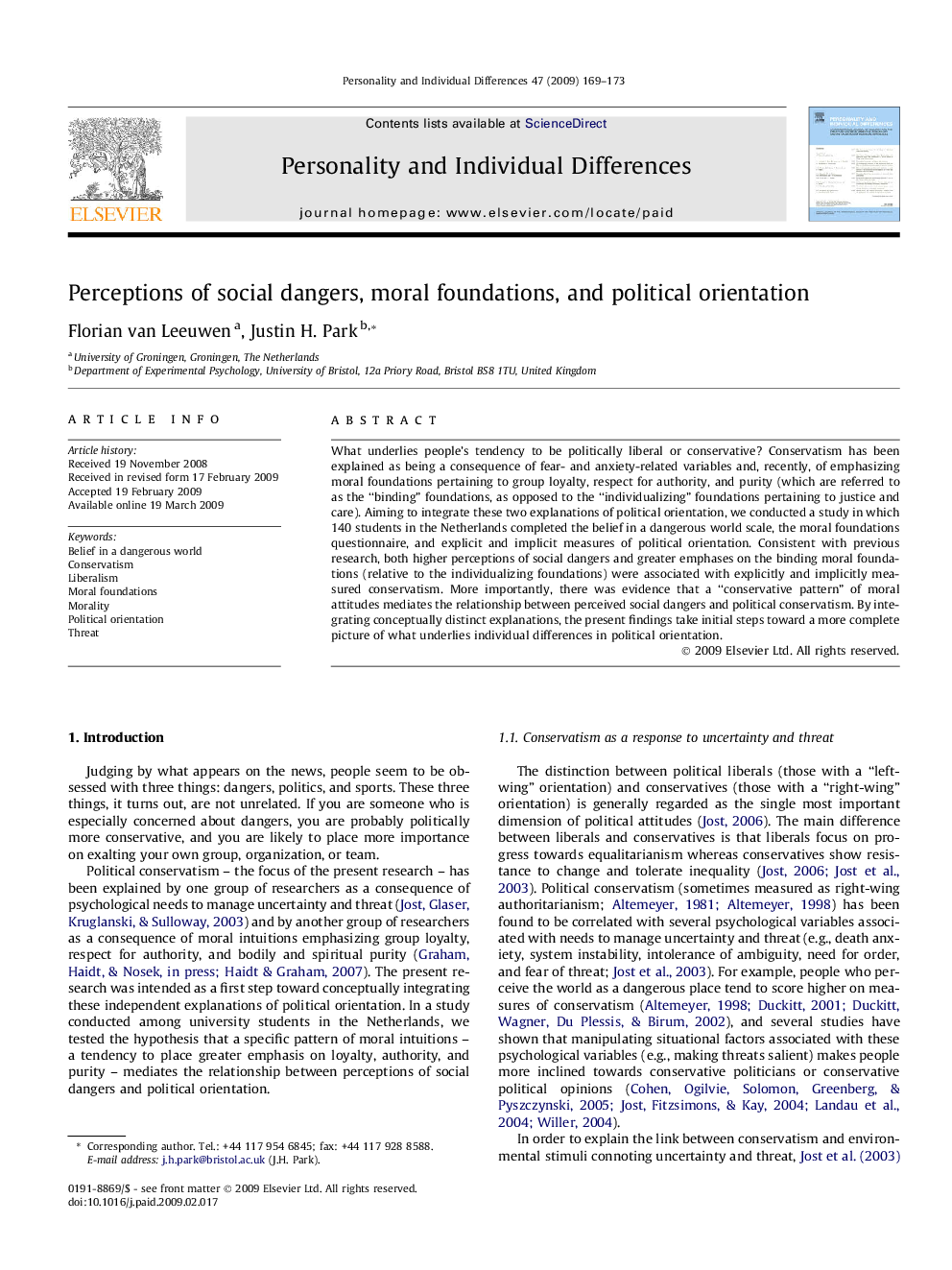 Perceptions of social dangers, moral foundations, and political orientation