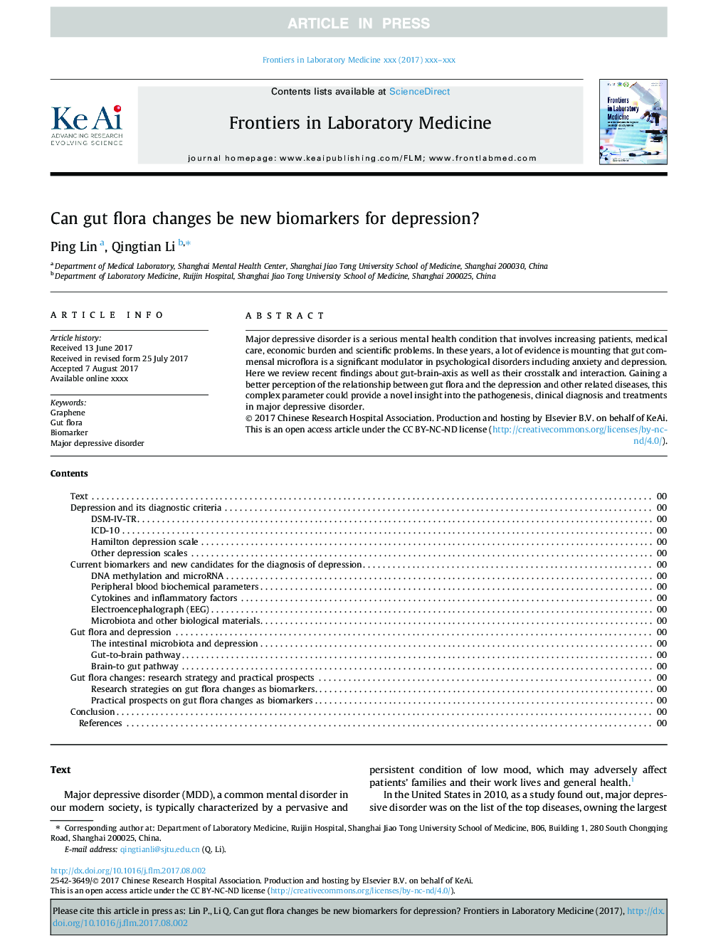 Can gut flora changes be new biomarkers for depression?