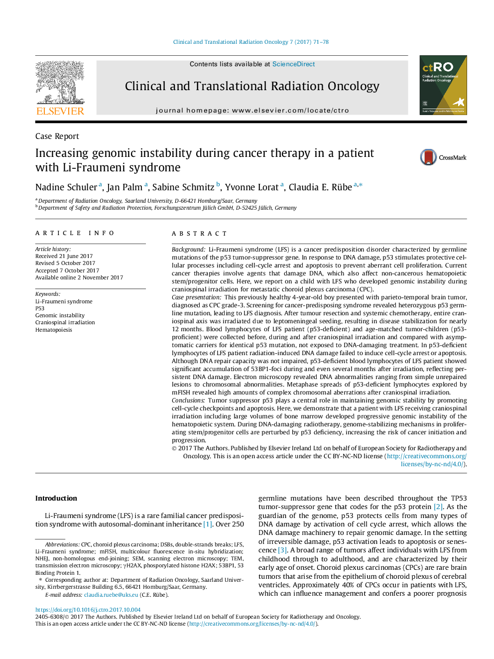 Increasing genomic instability during cancer therapy in a patient with Li-Fraumeni syndrome