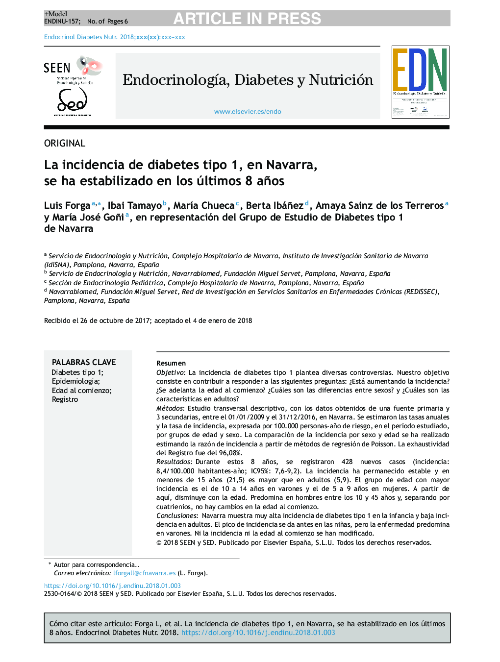 La incidencia de diabetes tipo 1, en Navarra, se ha estabilizado en los últimos 8 años