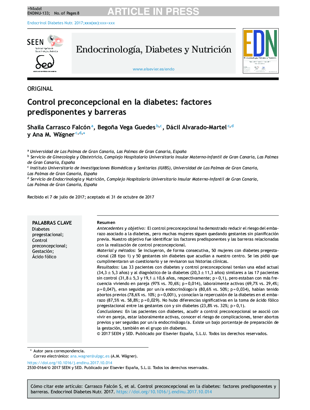 Control preconcepcional en la diabetes: factores predisponentes y barreras