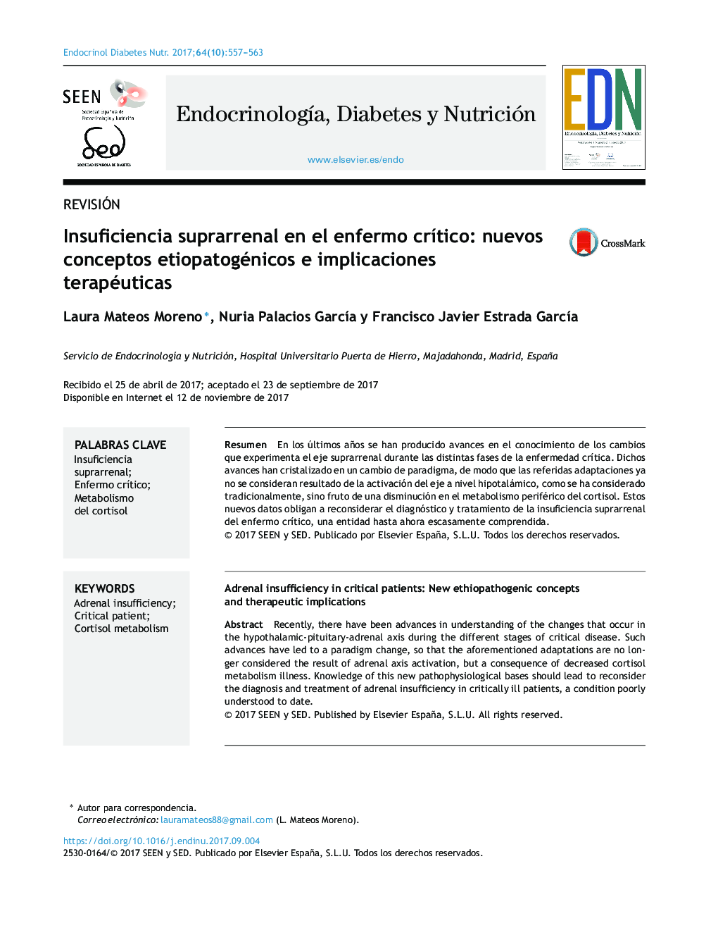 Insuficiencia suprarrenal en el enfermo crÃ­tico: nuevos conceptos etiopatogénicos e implicaciones terapéuticas
