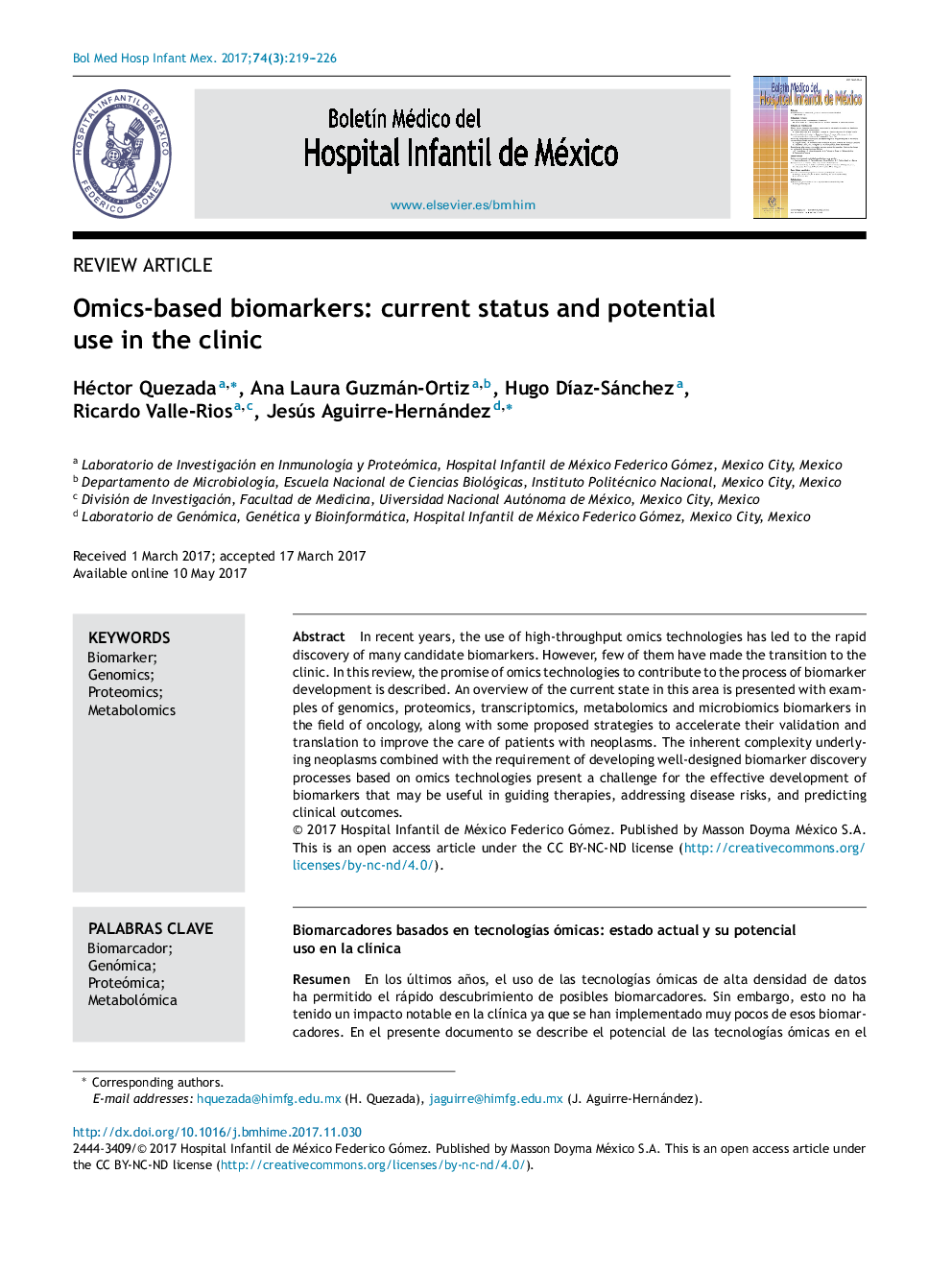 عکس صفحه اول مقاله: Omics-based biomarkers: current status and potential use in the clinic Omics-based biomarkers: current status and potential use in the clinic