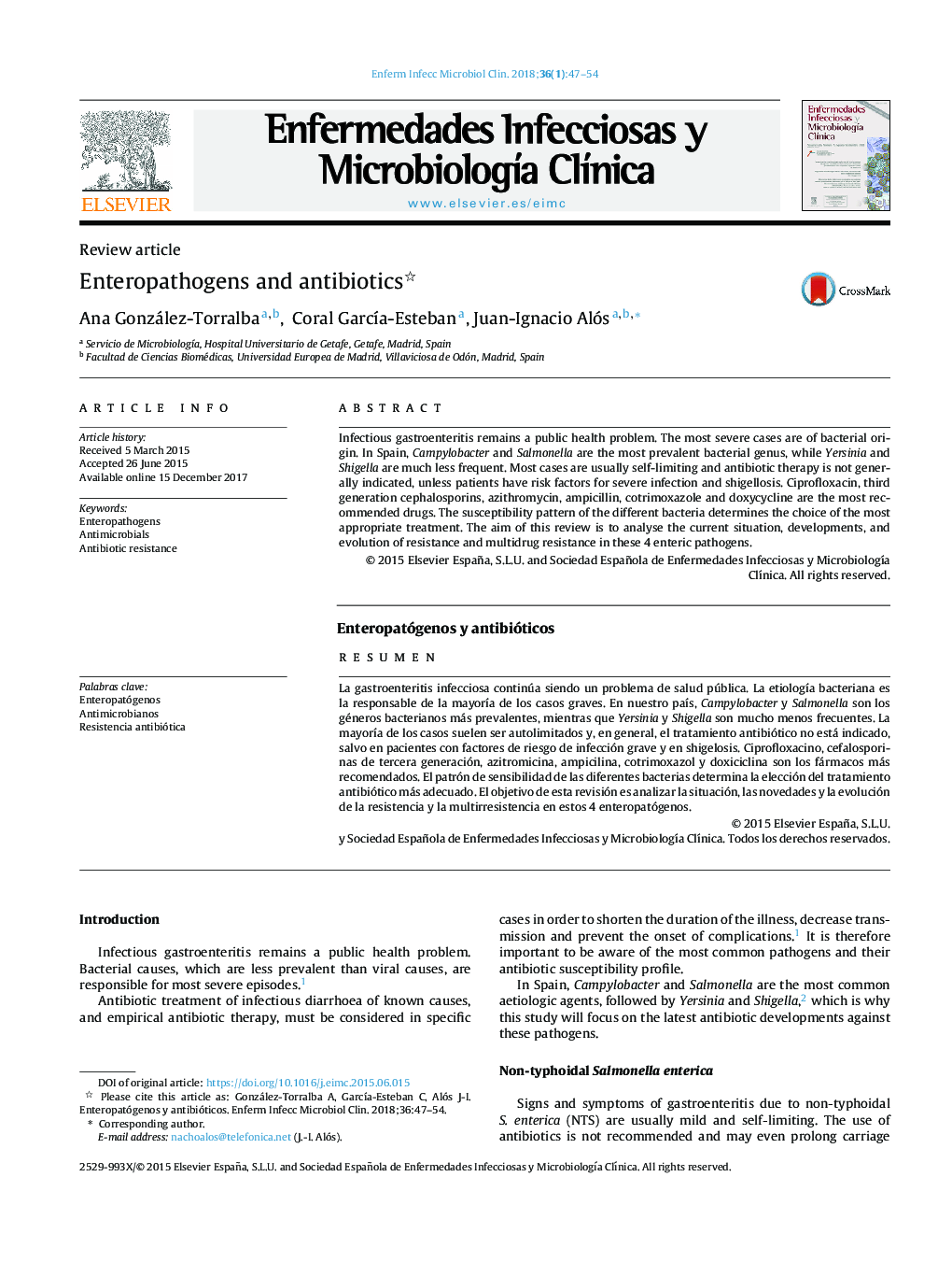 Enteropathogens and antibiotics