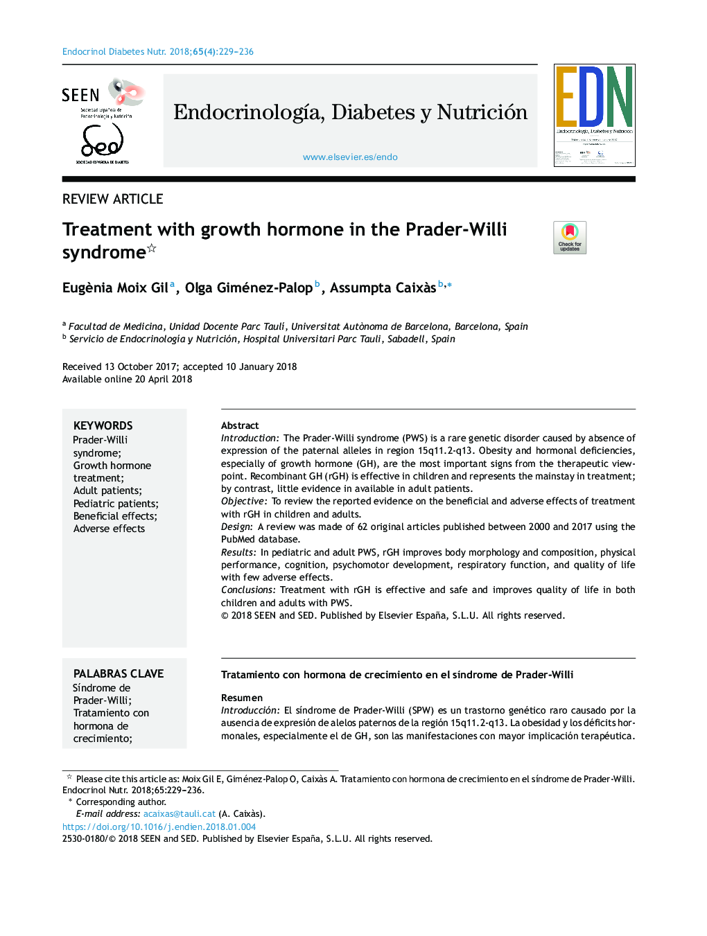 Treatment with growth hormone in the Prader-Willi syndrome