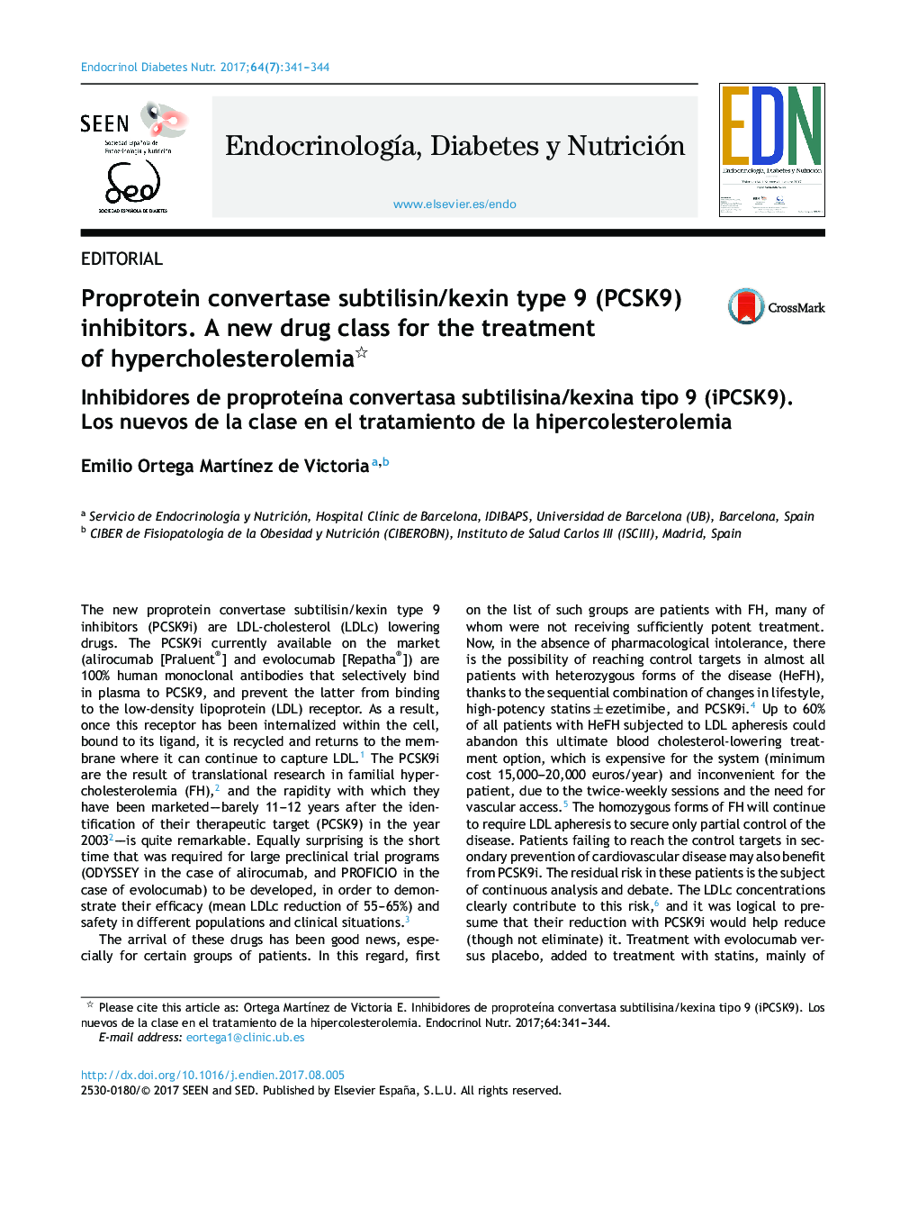 عکس صفحه اول مقاله: Proprotein convertase subtilisin/kexin type 9 (PCSK9) inhibitors. A new drug class for the treatment of hypercholesterolemia Proprotein convertase subtilisin/kexin type 9 (PCSK9) inhibitors. A new drug class for the treatment of hypercholesterolemia