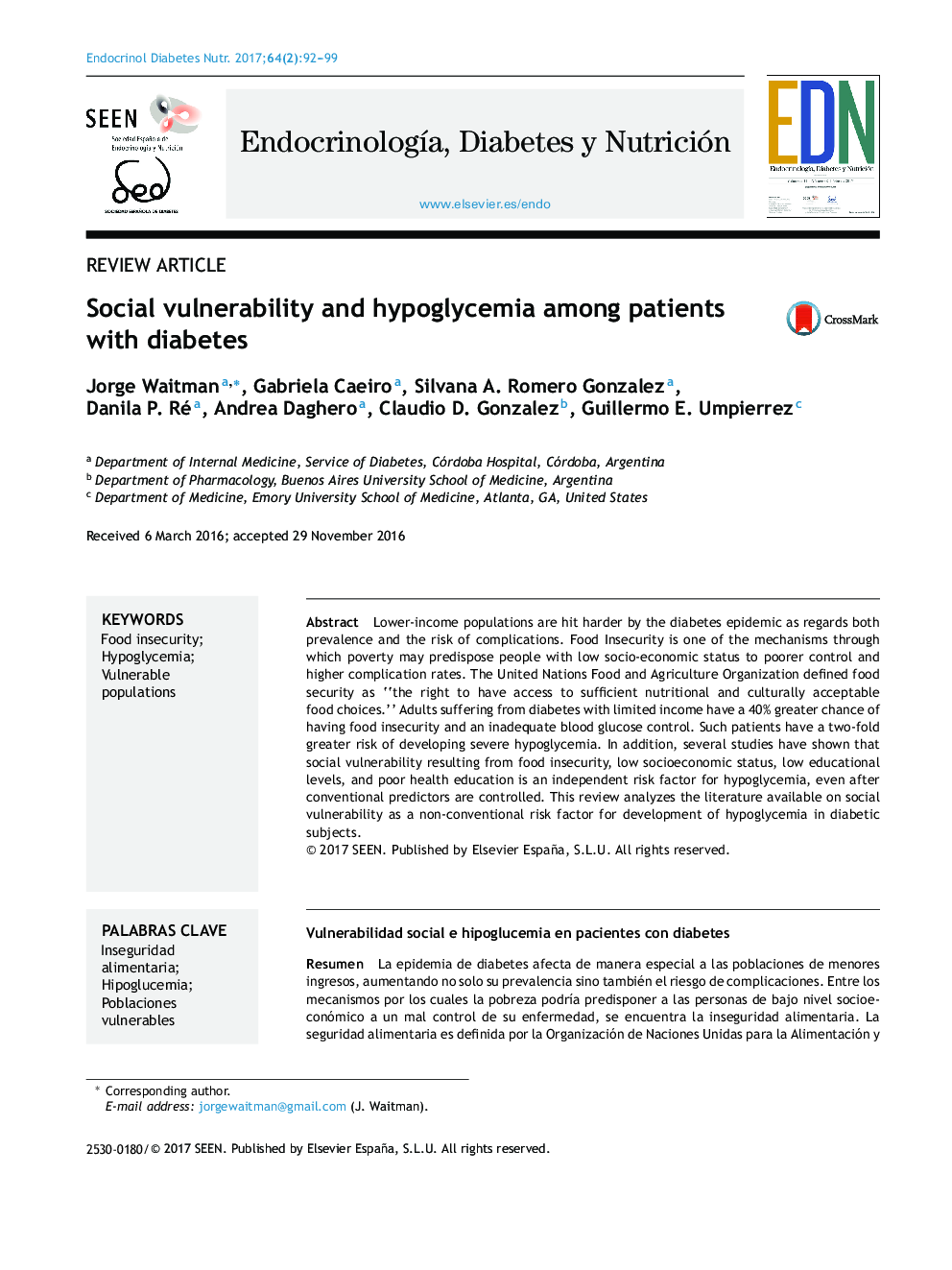 آسیب پذیری اجتماعی و هیپوگلیسمی در بیماران مبتلا به دیابت 