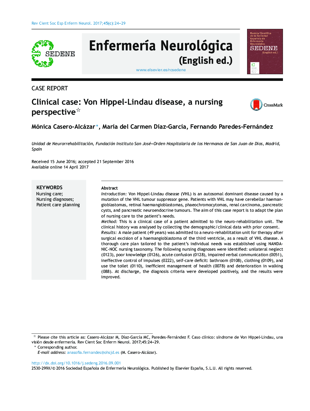 مورد بالینی: بیماری فون هیپال لینادو، چشم انداز پرستاری 