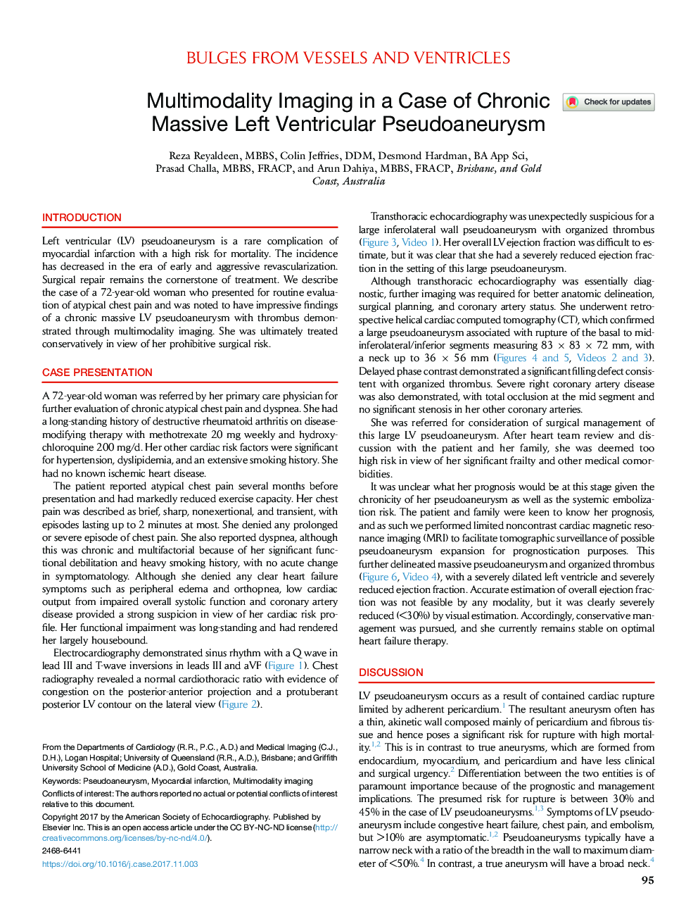 Multimodality Imaging in a Case of Chronic Massive Left Ventricular Pseudoaneurysm