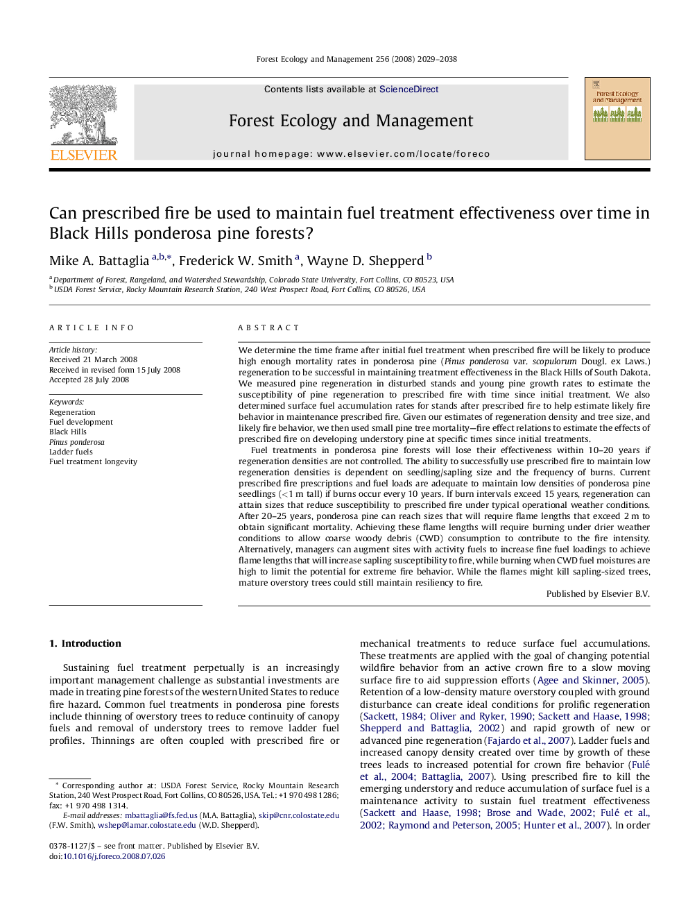 Can prescribed fire be used to maintain fuel treatment effectiveness over time in Black Hills ponderosa pine forests?