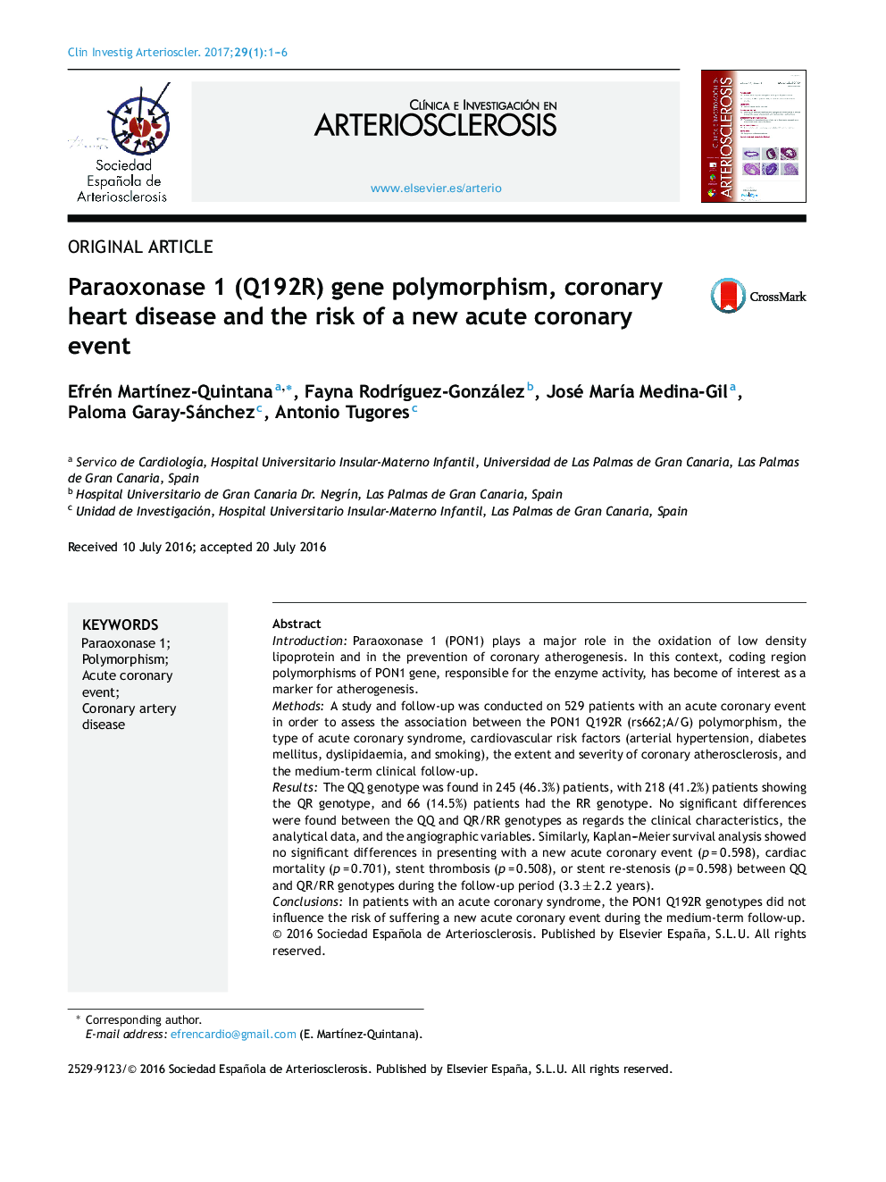 Paraoxonase 1 (Q192R) gene polymorphism, coronary heart disease and the risk of a new acute coronary event