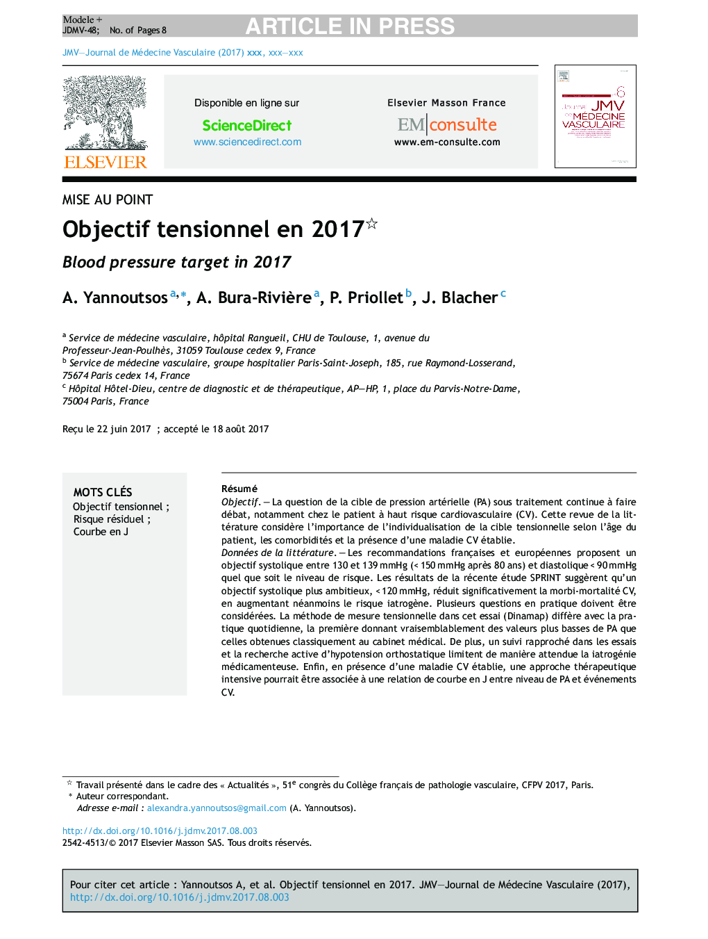 Objectif tensionnel en 2017