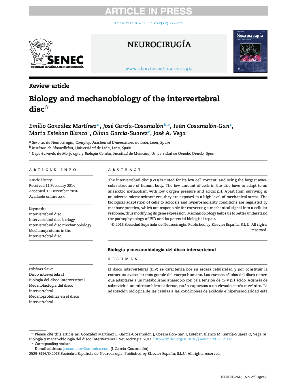 Biology and mechanobiology of the intervertebral disc