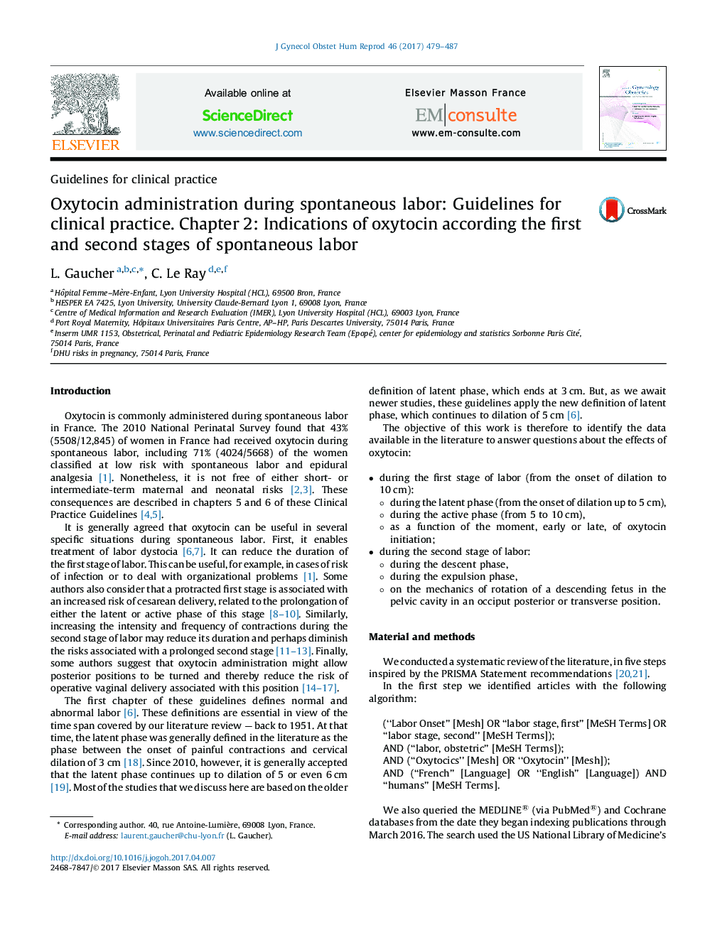 عکس صفحه اول مقاله: Oxytocin administration during spontaneous labor: Guidelines for clinical practice. Chapter 2: Indications of oxytocin according the first and second stages of spontaneous labor Oxytocin administration during spontaneous labor: Guidelines for clinical practice. Chapter 2: Indications of oxytocin according the first and second stages of spontaneous labor