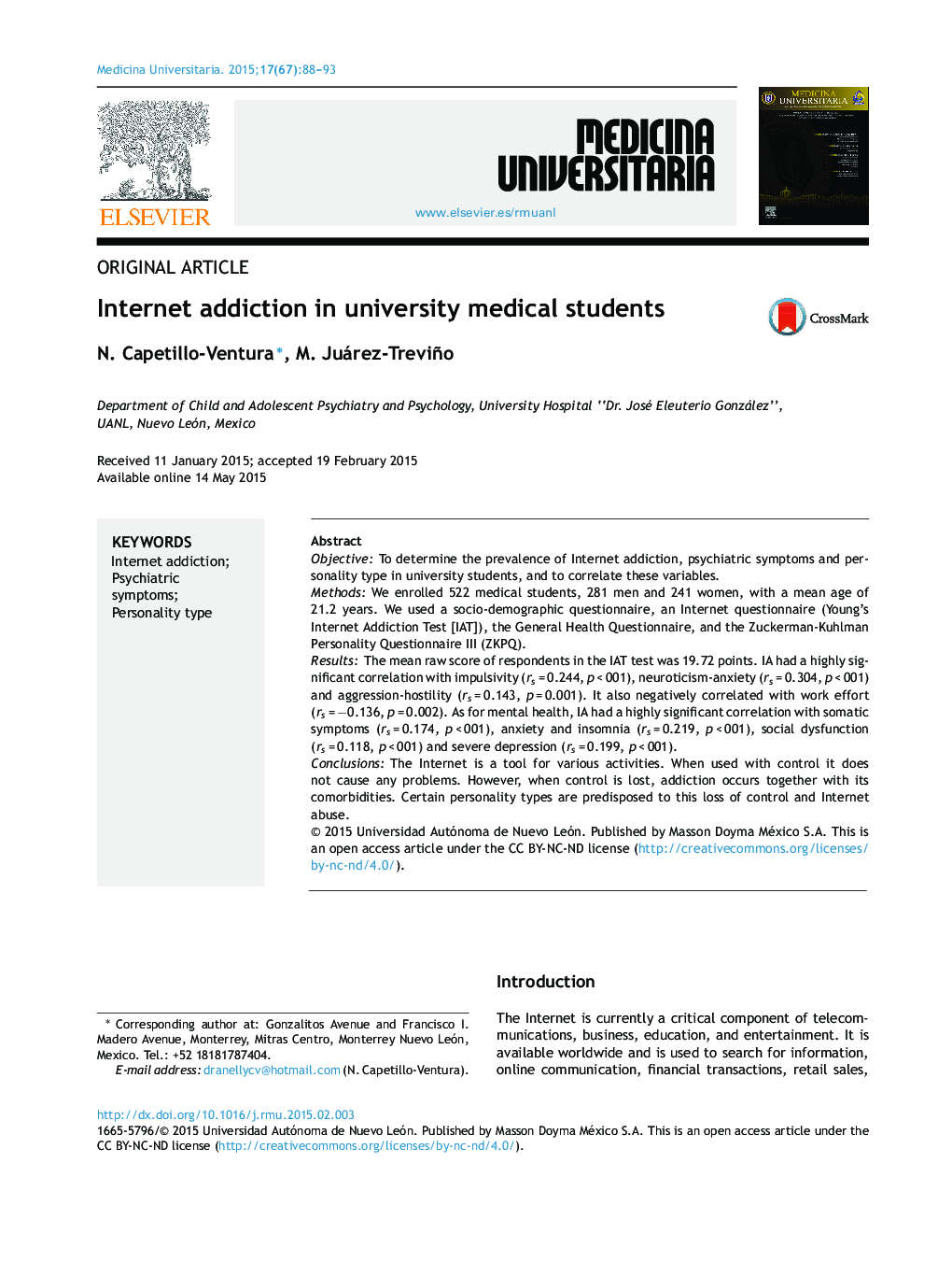 Internet addiction in university medical students