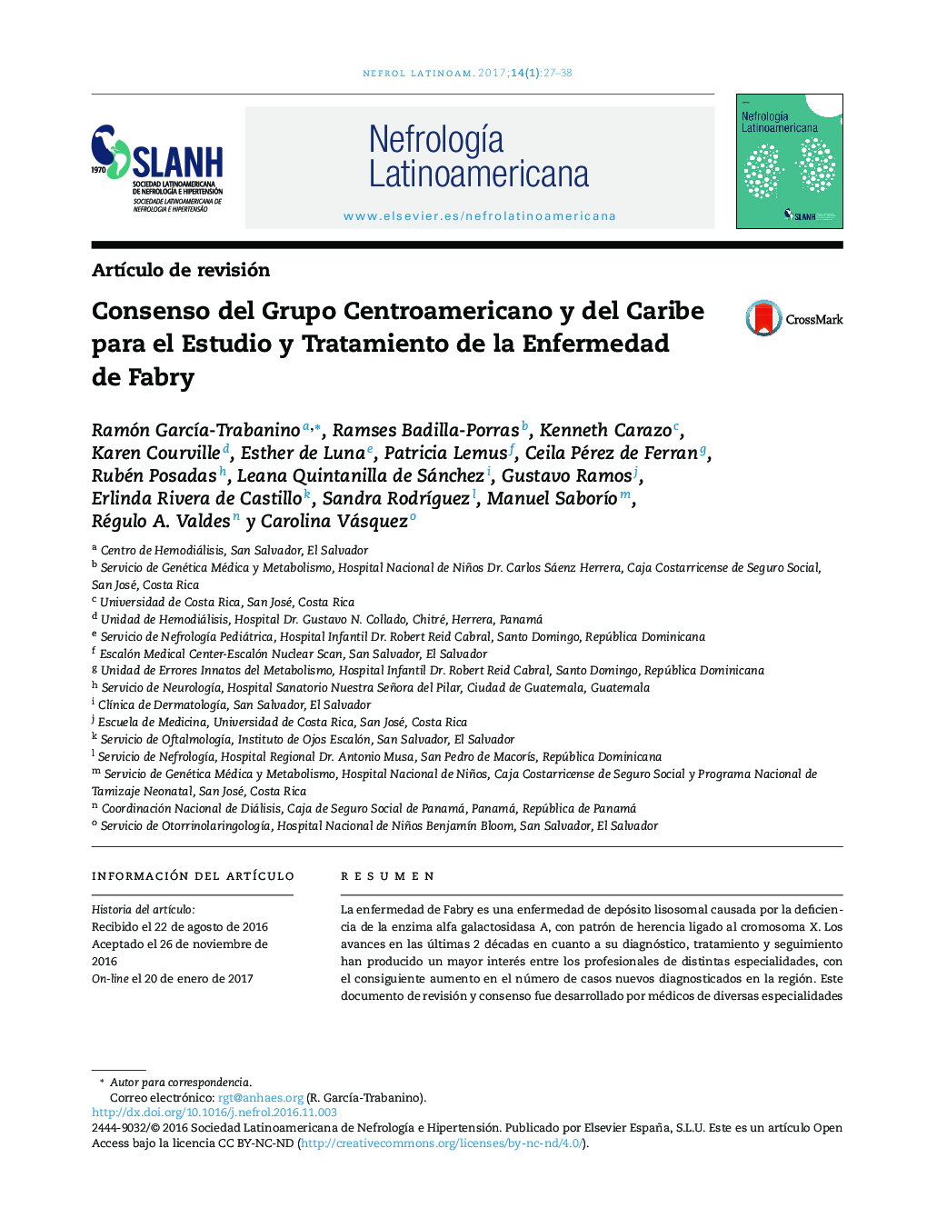 Consenso del Grupo Centroamericano y del Caribe para el Estudio y Tratamiento de la Enfermedad de Fabry