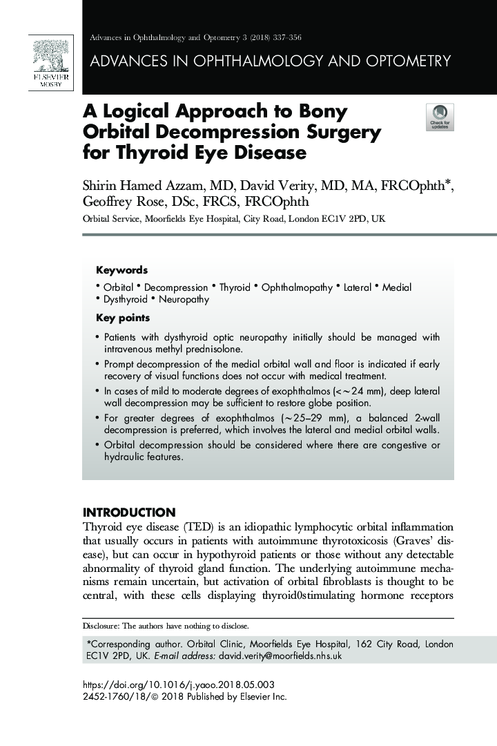A Logical Approach to Bony Orbital Decompression Surgery for Thyroid Eye Disease