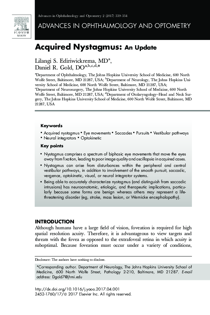 Acquired Nystagmus