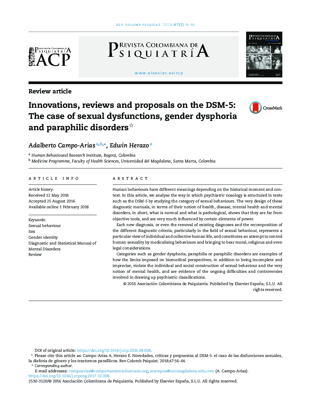 Innovations, reviews and proposals on the DSM-5: The case of sexual dysfunctions, gender dysphoria and paraphilic disorders