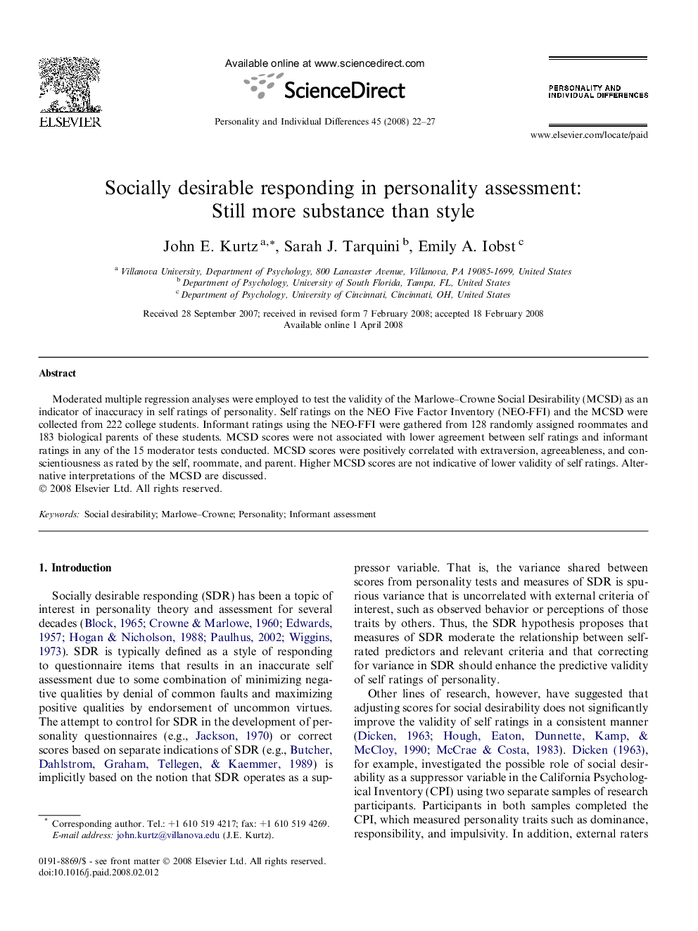 Socially desirable responding in personality assessment: Still more substance than style