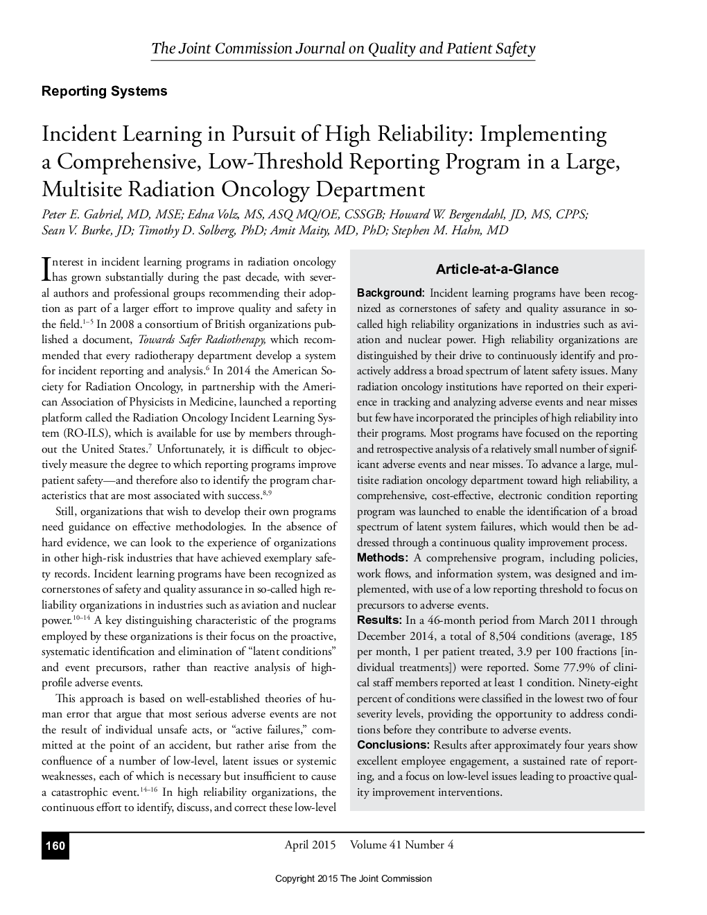 یادگیری حادثه در پیروی از قابلیت اطمینان بالا: پیاده سازی یک برنامه جامع گزارش کم آبی در بخش انکولوژی تابش چندتایی 