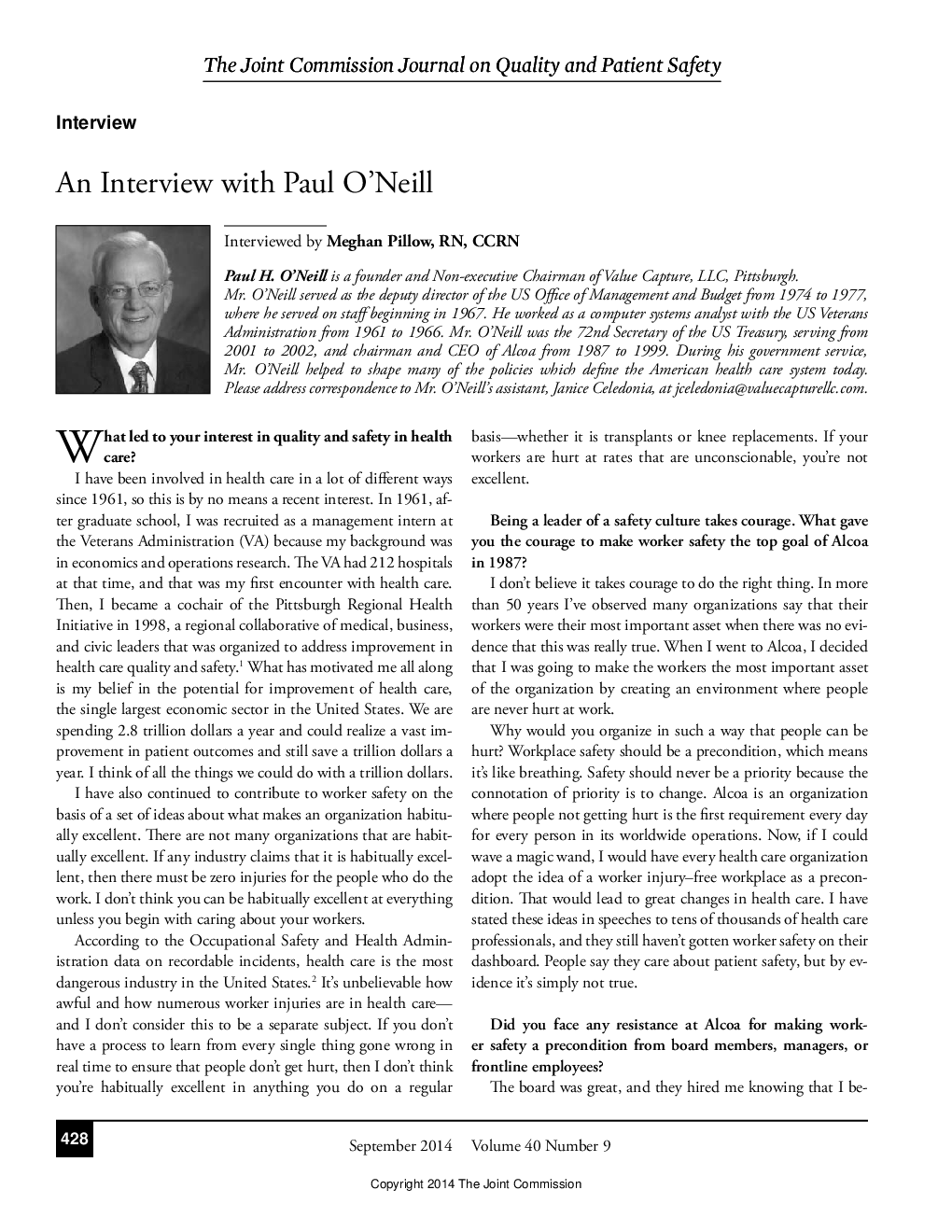 مصاحبه با پل اونیل 