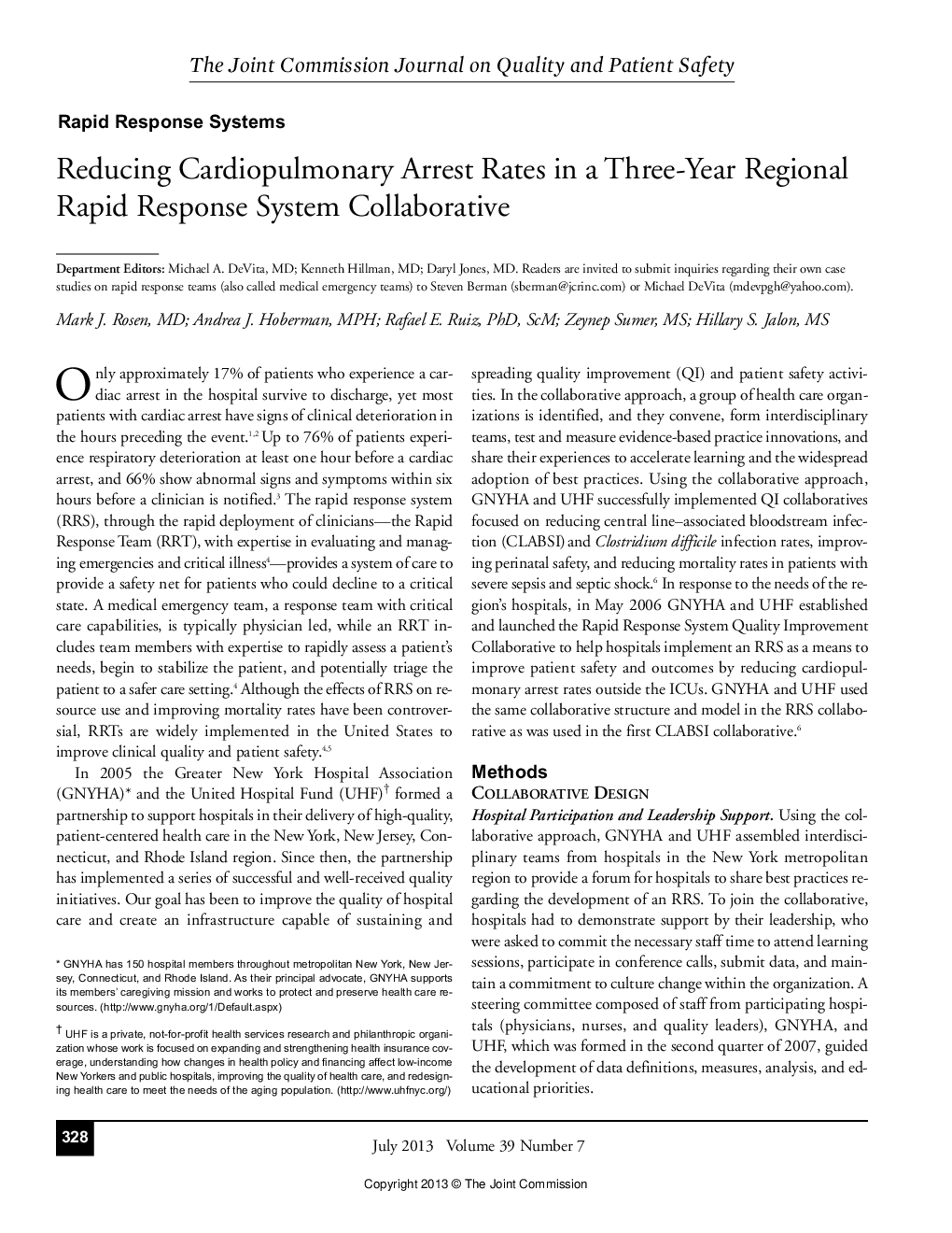 کاهش نرخ دستگیری قلب و عروق در یک همکاری مشترک با سیستم پاسخ سریع منطقه ای سه ساله 