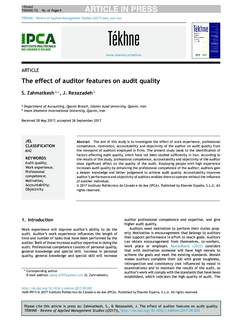 The effect of auditor features on audit quality