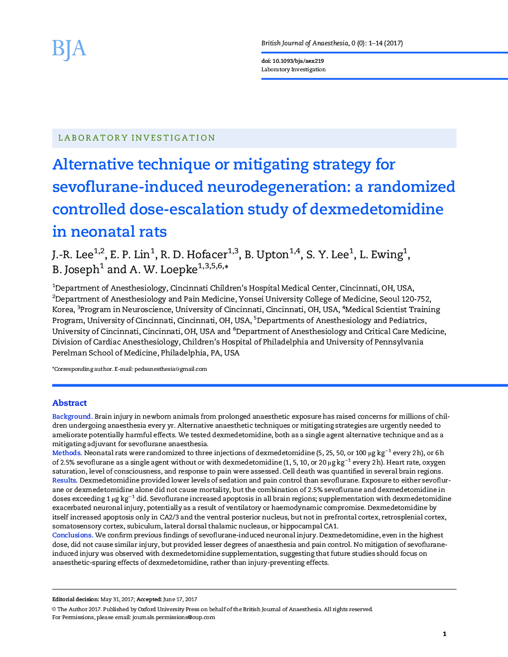 Alternative technique or mitigating strategy for sevoflurane-induced neurodegeneration: a randomized controlled dose-escalation study of dexmedetomidine in neonatal rats