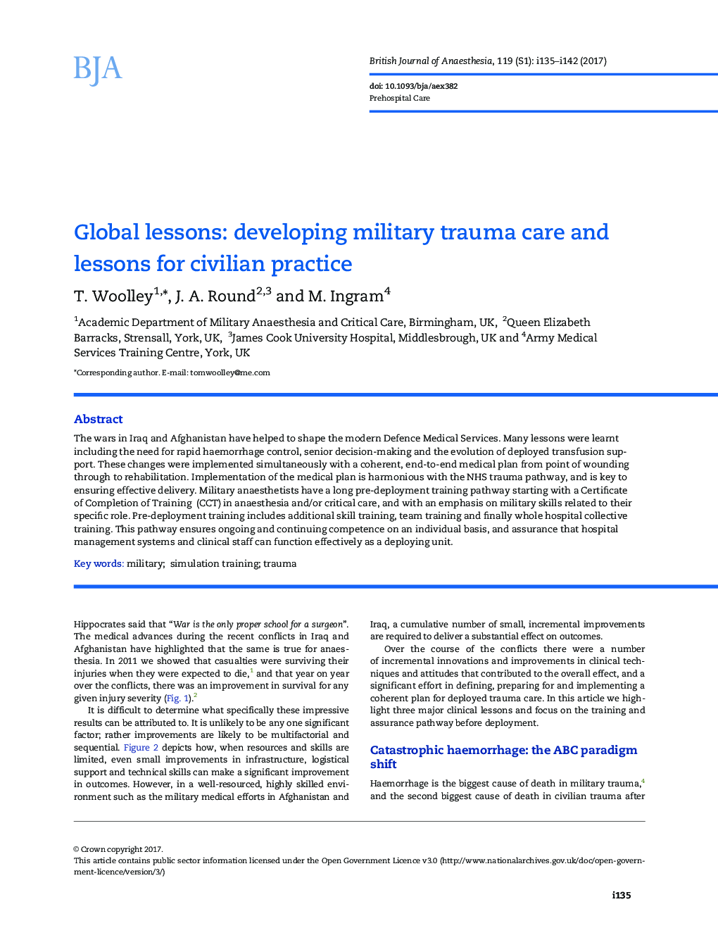 Global lessons: developing military trauma care and lessons for civilian practice