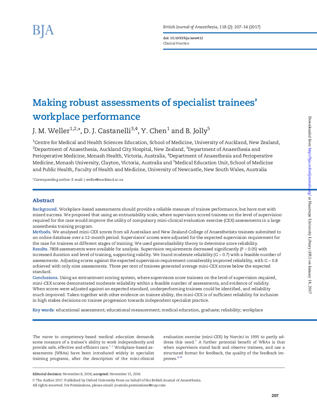 Making robust assessments of specialist trainees' workplace performance