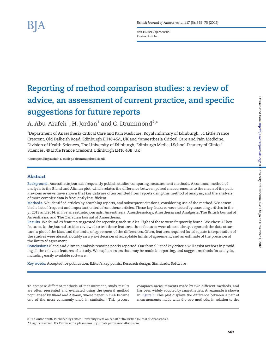 Reporting of method comparison studies: a review of advice, an assessment of current practice, and specific suggestions for future reports